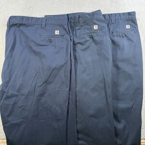 Carhartt Pants (LOT OF 3) Mens 58x30 (Fit 54x30) Navy Blue Twill Work Chino
